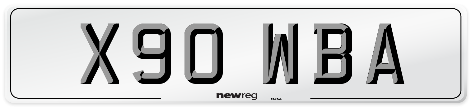 X90 WBA Number Plate from New Reg